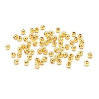 500pcs/lot 2mm Gold Round Spacer Beads Smooth Ball End Seed Metal Beads for Jewelry Making Findings Accessories Supplie (Gold, 2mm(0.08inch)-500pcs)