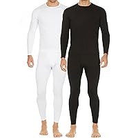 Thermajohn 2 Pack Thermal Underwear for Men Size L White & Black