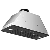Range Hood Insert, EKON NAB01-36IN Black 900CFM Built-in Range Hoods Ducted/Ductless with 4-Speed Soft Touch Panel Control/Dishwasher-safe Filters, Kitchen Hoods for Over Kitchen Stove