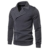 Lapel Collar Sweatshirt Jacket for Men Zip Up Plain Outerwear Long Sleeve Track Jackets Fashion Slim Fit Coat Tops