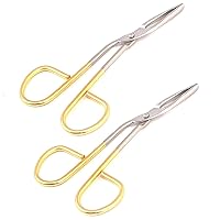 G.S (2 Pack) Scissors Shaped Eyebrow Tweezers Clip Gold Hanlde - Flat Tip Tweezers Hair Plucker For Hair And Eyebrows Personal Care (Silver Tone)
