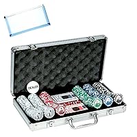 Games | 300 PC Big Number Poker Set in Aluminum Case | Bonus: Multi-Purpose #10 Size Pouch (Color May Vary)