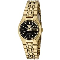 Seiko Women's SYMA06K Seiko 5 Automatic Black Dial Gold-Tone Stainless Steel Watch