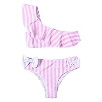 Cow Big Child Summer Outdoor Beach Swimsuit Striped Bow Bikini Swimsuit Casual Vacation Swimsuit Two Girls Swim