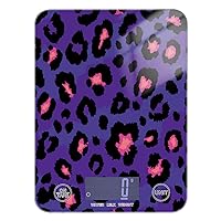 ALAZA Food Scale, Leopard on Purple Digital Kitchen Scale for Food Ounces and Grams, 5g/0.18 oz - 5kg/11LB