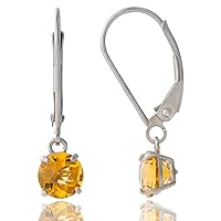 10k White Gold 6mm Round Birthstone Dangle Earrings for Women with Leverbacks by MAX + STONE