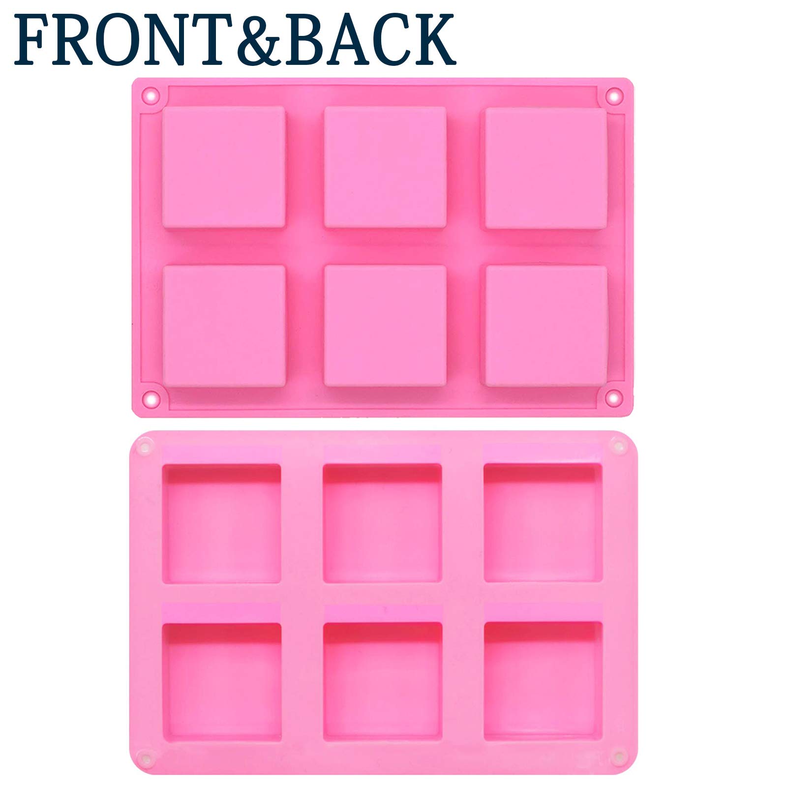 Funshowcase 6-Cavity Square Baking Silicone Mold for Cake Teacake Chocolate Desserts Cheesecake Cornbread Brownie Blancmange Pudding Soap Candle Making Resin Epoxy Casting Crafting Projects 3-in-set