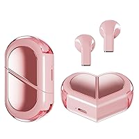 Pink Heart Wireless Earbuds for Girls Kids, Cute Mini Tiny Small Invisible Earbuds Wireless Bluetooth for Small Ears Canals Women Rose Gold Kawai Blue Tooth Ear Buds for iPhone Android