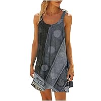 Vintage Enthic Style Sundress Women 2024 Summer Casual Sleeveless Tunic Mini Dress Trendy Loose Fit Tank Dresses