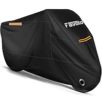 Favoto Motorcycle Cover All Season Universal Weather Quality Waterproof Sun Outdoor Protection Night Reflective with Lock-Holes & Storage Bag Fits up to 96.5