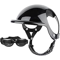 Dog Helmet and Goggles 2Pcs/Set Adjustable Chin Strap Dome Dog Helmet with Ear Hole Windproof Stylish Decorative Dog Goggles Pet Supplies Sunglasses
