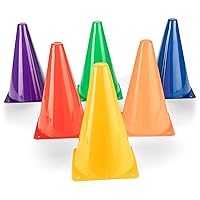 Champion Sports Office TC9SET Field Marker Cone, Red/Orange/Yellow/Green/Blue/Purple, 9 US