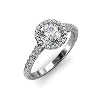 Round IGI Certified Lab Grown Diamond and Natural Diamond 1.38 ctw Prong set Women Halo Engagement Ring in 14K Gold