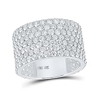 The Diamond Deal 10kt White Gold Mens Round Diamond Pave 7-Row Band Ring 7-1/2 Cttw
