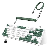 K87 Gaming Keyboard Wireless TKL Mechanical Keyboard,2.4G/BT 5.0/Wired Coiled Keyboard Cable,Hot Swappable Tactile Switch,Chroma RGB,3000 mAh Rechargeable Battery for Windows Mac