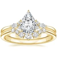 14kt Yellow Gold Accented Engagement Ring Colorless Moissanite 1 Carat, Ring Size 3-12
