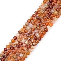 GEM-Inside AA Grade 4mm Natural Orange Fire Opal Gemstone Quartz Faceted Round Tiny Small Spacer Beads for Jewelry Making Bracelet Earrings Charms Full Strand 15