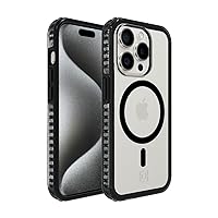 Incipio Grip MagSafe Phone Case for iPhone 15 Pro - Apple iPhone Case with 14ft Drop Protection + Multi-Directional X-Grips to Prevent Slippage - 5G Compatible (Black/Clear)