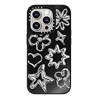 CASETiFY Mirror iPhone 15 Pro Case [Reflective / 4.9ft Drop Protection/Compatible with Magsafe] - Stars Prints - Chrome Doodles - Black On Black