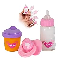Adora Baby Doll Accessories Magic Sippy Set 3-Piece Set Comes with a Pacifier and Magic Baby Doll Bottles with Disappearing Milk and Orange Juice