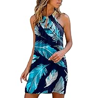 Summer Dresses for Women 2024 Casual Beach Boho Cover Up Crew Neck Sleeveless Sundresses Spring Dress