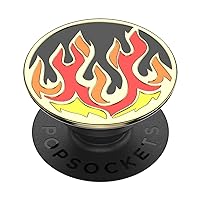 PopSockets Phone Grip and Stand with Swappable Top - Enamel Flame on Black