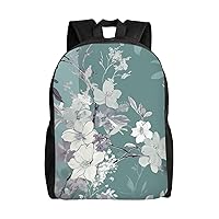 Sage and Flower Pattern Print Backpack for Women Men Lightweight Laptop Backpacks Travel Laptop Bag Casual Daypack