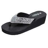 Womens Wedge Platform Slide Flip Flops on Sandals Open Toe Cork Faux Suede Dress Summer Slippers Shoes