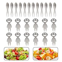 Senzeal 24pcs Corn Cob Holders Fruit Fork Small Dessert Forks Stainless Steel Appetizer Salad Forks for Home Party Picnics Camping Cooking Outdoor Barbecues