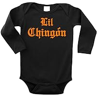 Lil Chingon Spanish Badass Funny Baby Onepiece Bodysuit Unisex Gift Regalo BLACK
