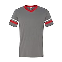 Augusta Sportswear Men's Large Augusta Sleeve Stripe Jersey, Graphite/Red/White