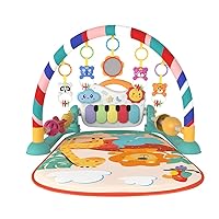 Eners Baby Gyms Play Mats Musical Activity Center Baby Piano Gym Mat Tummy Time Padded Mat for Newborn Toddler Infants(Green)