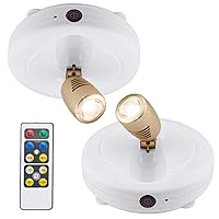 BIGLIGHT Spotlight Battery Operated, LED Puck Light, Dimmable Uplight with Remote, Stick on Accent Light for Painting Picture Wall Artwork Photo Portrait Closet Plants, Warm White, 2 Pack