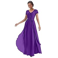 Plus Size Mother of The Groom Dress Purple Mother of The Bride Dresses Long Short Sleeves Formal Dress Size 26W