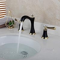 Faucets, Sink Faucet,Chrome Brass Bathroom 3 Pcs Faucet Set Deck Mounted Stream 2 Handles Diamond Bathroom Bathtub/Black
