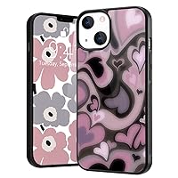 JOYLAND QISHANG Charming Black Pink Heart Pattern Designed for iPhone 14 Pro Case Shockproof Anti-Scratch Protective Cover Hard Aluminum Back Case Slim Cell Phone Cases iPhone 14 Pro for Girls Women