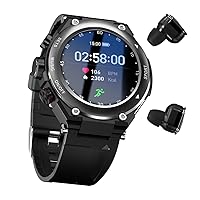 Smart Watch with Earbuds for Android iPhone,Fitness Tracker with Sleep Monitor Pedometer,All-in-one Smartwatches Long Time Standby TWS Music Watch for Men Women