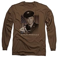 Elvis Presley Long Sleeve T-Shirt American Flag Coffee Tee