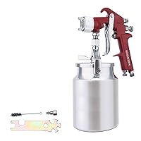 Professional Siphon Feed Spray Gun for Paint, Red Handle, 34 oz -1.8mm Nozzle for a Variety of Low Viscosity Paints