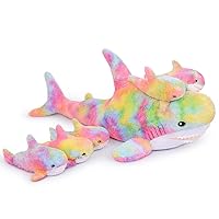 Plush Shark Toy Stuffed Animal Toy Mom Shark and 5 Babies Colorful Shark(Pink, 100cm/39.3in)