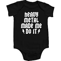 Heavy Metal Made Me Do It Funny Baby Rocker Bodysuit Unisex Black w/White