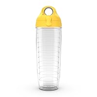 Tervis Clear & Colorful Lidded Made in USA Double Walled Insulated Tumbler Travel Cup Keeps Drinks Cold & Hot, 24oz Water Bottle, Yellow Lid