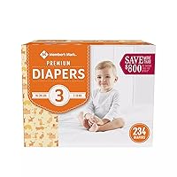 Members Mark Members Mark Premium Baby Diapers Size 3 1628 Pounds, 234 Count