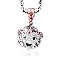 Iced Out Chain for Men,18K Gold-plated Cubic Zirconia Necklace for Men,Hip Hop Animal Zircon Pendant Necklace