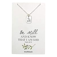 Be Still Necklace Silver, Be Still and Know that I am God, Uplifting inspiring bible verse scripture necklace, Christian jewelry with 16