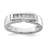 925 Sterling Silver Mens Polished Diamond Ring Jewelry for Men - Ring Size Options: 10 11 9