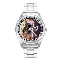 Astronaut Alone in Space Men's Quartz Watch Stainless Steel Wrist Watch Classic Casual Watch for Women