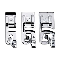 3Pcs Narrow Rolled Hem Sewing Machine Presser Foot Set (3mm, 4mm and 6mm) for All Low Shank Snap-On Singer, Brother, Babylock, Euro-Pro, Janome, Kenmore, White, Elna Sewing Machines