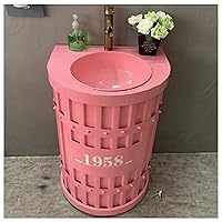 Vanity Unit - Bathroom Cabinets - Bathroom Cupboards - Industrial Wind Vanity Unit - Free Standing Vanity Basin 22.4 x 18.5 x 34.2 in,Pink,Without Mirror