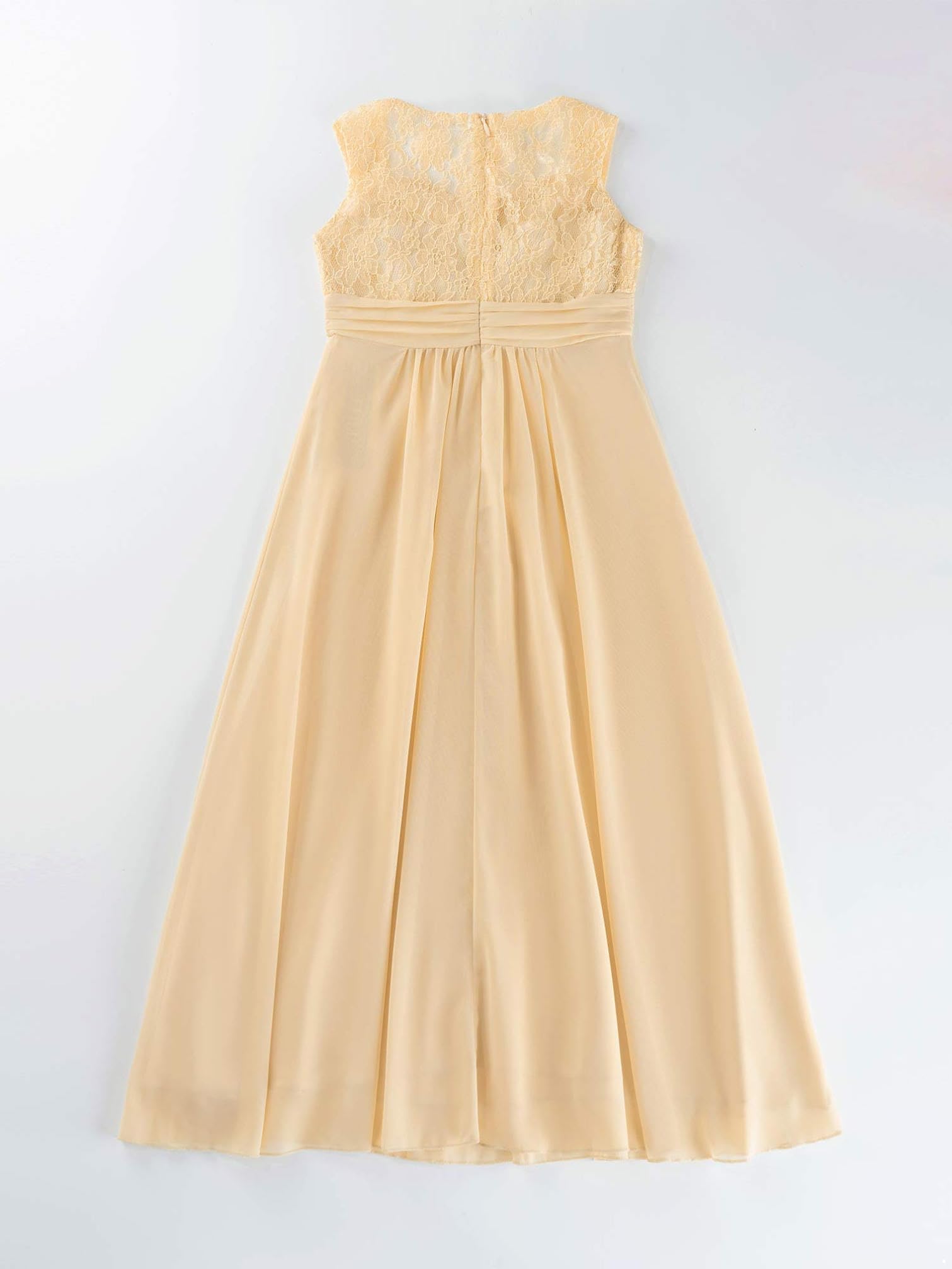 YiZYiF Big Girls Junior Long Chiffon Bridesmaid Dresses Maxi Lace Party Wedding Prom Evening Gowns